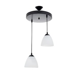 Rys Retro Metal 2 Li Opal Camlı Modern Sarkıt Avize Çap:30 Cm