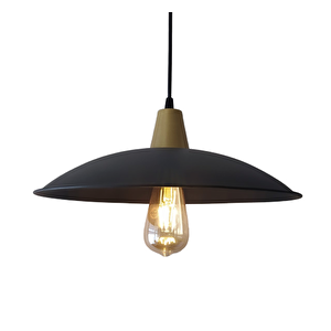 Retro Metal Sarkıt Avize Rustik Tekli Sarkıt Siyah Gold Askılı Çap:30 Cm