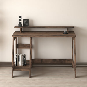 Country Ergonomik Çalışma Masası, Modern Bilgisayar Masası - Antik Ceviz, Ev-ofis Doğal