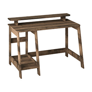 Country Ergonomik Çalışma Masası, Modern Bilgisayar Masası - Antik Ceviz, Ev-ofis