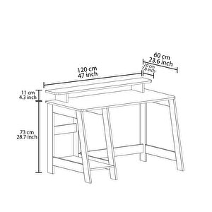 Country Ergonomik Çalışma Masası, Modern Bilgisayar Masası - Antik Ceviz, Ev-ofis