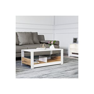 Aydos Cam Raflı Orta Sehpa Beyaz/kilim, Ev-ofis Beyaz