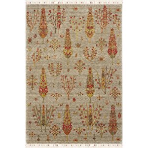 Galata 08 Bej Halı Otantik Salon Halısı İskandinav Bambu Halı El Dokuma Koridor Halısı 90x150 cm