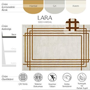 Lara 5003 Hardal Salon Halısı Kaymaz Taban Koridor Halısı Kesme Yolluk Yatak Odası Halısı 100x200 cm