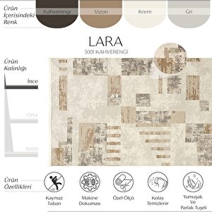 Lara 5001 Kahverengi Halı İnce Kaymaz Taban Halı Koridor Halısı Kesme Yolluk Salon Halısı 120x180 cm