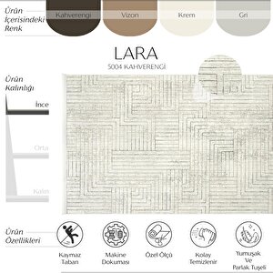 Lara 5004 Kahverengi Halı İnce Kaymaz Halı Antre Koridor Halısı Kesme Yolluk Salon Halısı 200x290 cm