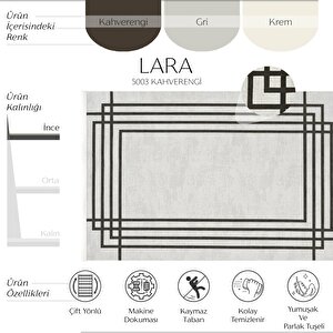 Lara 5003 Kahverengi Halı Kaymaz Halı Antre Hol Koridor Halısı Kesme Yolluk Salon Halısı 80x150 cm