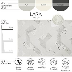 Lara 5002 Gri Halı Dokuma Halı Kaymaz Taban Halı Koridor Halısı Kesme Yolluk Salon Halısı 120x180 cm