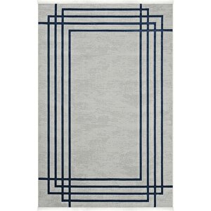 Lara 5003 Mavi Kaymaz Halı Antre Hol Koridor Halısı İnce Halı Kesme Yolluk Salon Halısı 120x180 cm
