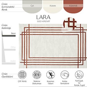 Lara 5003 Kiremit Rengi Halı Kesme Salon Halısı Yatak Odası Halısı Kaymaz Koridor Halısı 200x290 cm