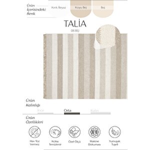 Talia 08 Bej Bukle Salon Halısı Kesme Halı Yolluk Mutfak Koridor Halısı Yatak Odası Halısı 120x250 cm