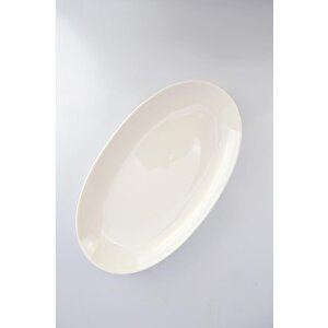 Lombardino Minimalist Modern Sade Tekli Porselen Kayık Tabak 30 Cm
