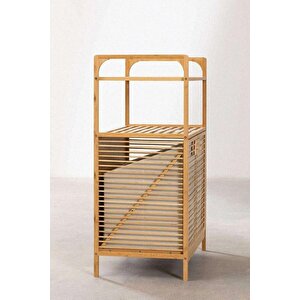 Digithome Bambu Xl Kirli Sepetli 2 Raflı Çok Amaçlı Banyo Düzenleyici Çamaşır Sepeti Organizer Db-0004