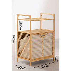 Digithome Bambu Xl Kirli Sepetli 2 Raflı Çok Amaçlı Banyo Düzenleyici Çamaşır Sepeti Organizer Db-0004