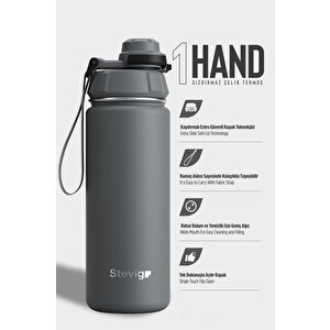1 Hand Leak-proof Sızdırmaz Çelik Termos 500 Ml Grey St-209