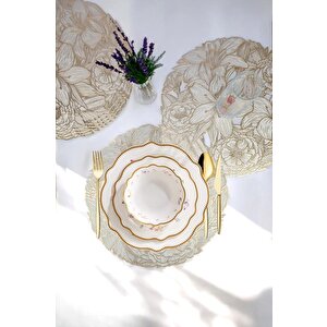 Acar 6’lı Amerikan Servisi Supla Yuvarlak Gold 38 Cm – Acr-283 C320.033