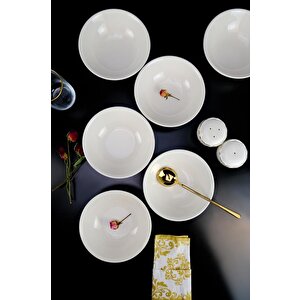 Deniz Form 6'lı Porselen Kase Seti 16 Cm Krem - Tl4034859 C320.003