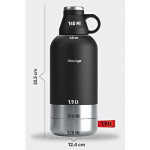 Stevig 4 Multi-cup Çelik Termos 1,9 Lt. Black St-212