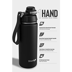 1 Hand Leak-proof Sızdırmaz Çelik Termos 500 Ml Black St-207