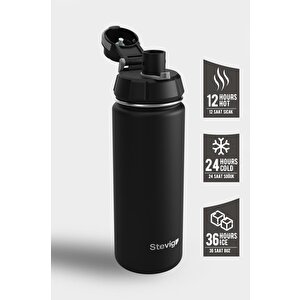 1 Hand Leak-proof Sızdırmaz Çelik Termos 500 Ml Black St-207