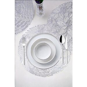 Acar 6’lı Amerikan Servisi Supla Yuvarlak Gümüş 38 Cm – Acr-283 C320.033