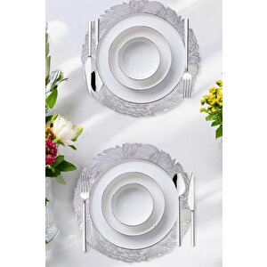Acar 6’lı Amerikan Servisi Supla Yuvarlak Gümüş 38 Cm – Acr-283 C320.033