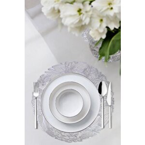 Digithome Acar 6’lı Amerikan Servisi Supla Yuvarlak Gümüş 38 Cm – Acr-283 C320.033