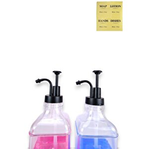 Digithome 2’li Cam Sıvı Sabun Ve Losyon Etiketli Siyah Tıpalı Deterjan Şişesi Sabunluk 500 Ml - F/12 C1-1-289