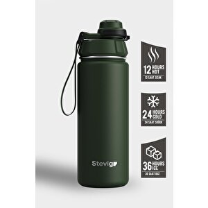 1 Hand Leak-proof Sızdırmaz Çelik Termos 500 Ml Green St-208