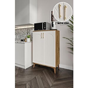 Kale Metal Kulp Çok Amaçlı Dolap Mutfak Balkon Kiler Banyo Ayakkabılık Dolabı Ekru Ceviz