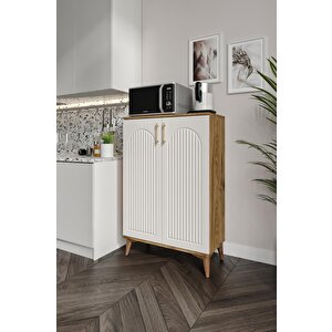 Kale Metal Kulp Çok Amaçlı Dolap Mutfak Balkon Kiler Banyo Ayakkabılık Dolabı Ekru Ceviz