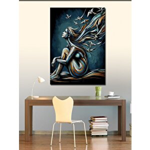 Kanvas Tablo Soyut Kadın Ve Kuşlar 70x100 cm