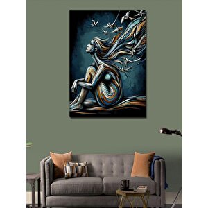 Kanvas Tablo Soyut Kadın Ve Kuşlar 70x100 cm