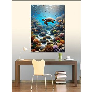 Kanvas Tablo Deniz Kaplumbağası 100x140 cm
