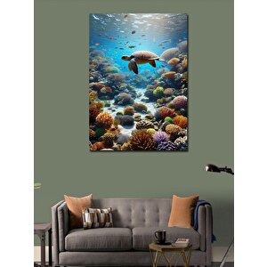 Kanvas Tablo Deniz Kaplumbağası 100x140 cm