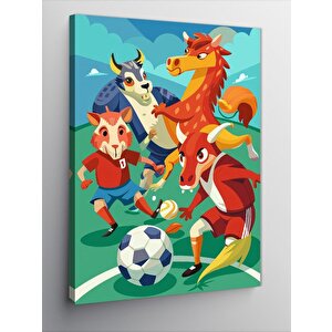 Kanvas Tablo Futbol Oynayan Hayvanlar 70x100 cm