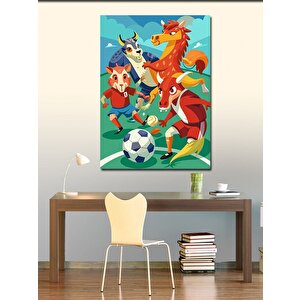 Kanvas Tablo Futbol Oynayan Hayvanlar 70x100 cm
