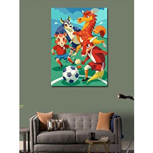 Kanvas Tablo Futbol Oynayan Hayvanlar 70x100 cm