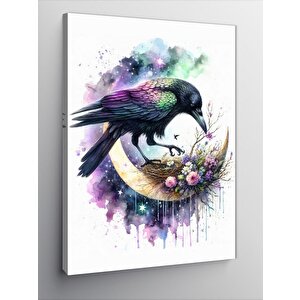 Kanvas Tablo Ayın Üzerindeki Kuş Ve Yuvası 70x100 cm