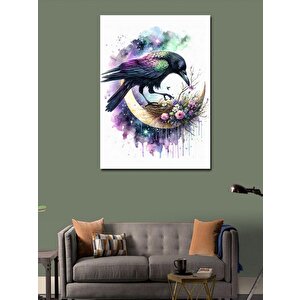 Kanvas Tablo Ayın Üzerindeki Kuş Ve Yuvası 70x100 cm