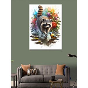 Kanvas Tablo Rakun Ve Küçük Kuş 100x140 cm