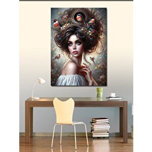 Kanvas Tablo Kuşlar Ve Kadın 100x140 cm