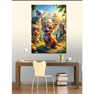 Kanvas Tablo Ormandaki Sevimli Hayvanlar 100x140 cm