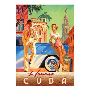 Havana Küba Modern Ahşap Tablo 25cmx 35cm 25x35 cm