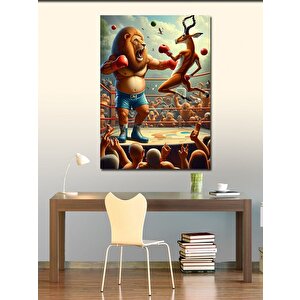 Kanvas Tablo Boksör Aslan Ve Ceylan 100x140 cm