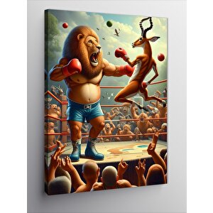 Kanvas Tablo Boksör Aslan Ve Ceylan 70x100 cm