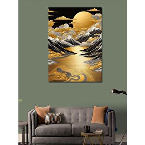 Kanvas Tablo Dağlar Ve Desenli Bulutlar 70x100 cm