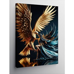 Kanvas Tablo Altın Anka Kuşu Ve Kadın 100x140 cm