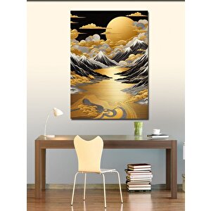 Kanvas Tablo Dağlar Ve Desenli Bulutlar 100x140 cm