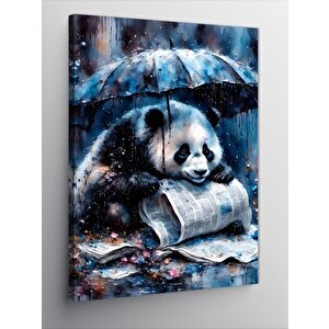 Kanvas Tablo Şemsiyenin Altındaki Panda 100x140 cm